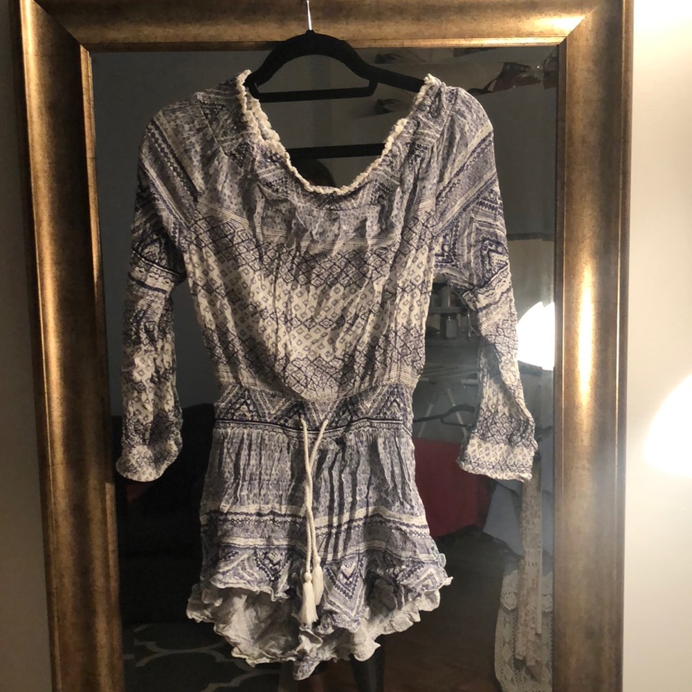 Off The Shoulder Drawstring Romper - image 1